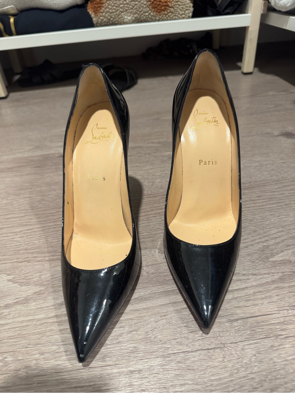 Christian Louboutin Black Patent Pointed Toe Pumps
